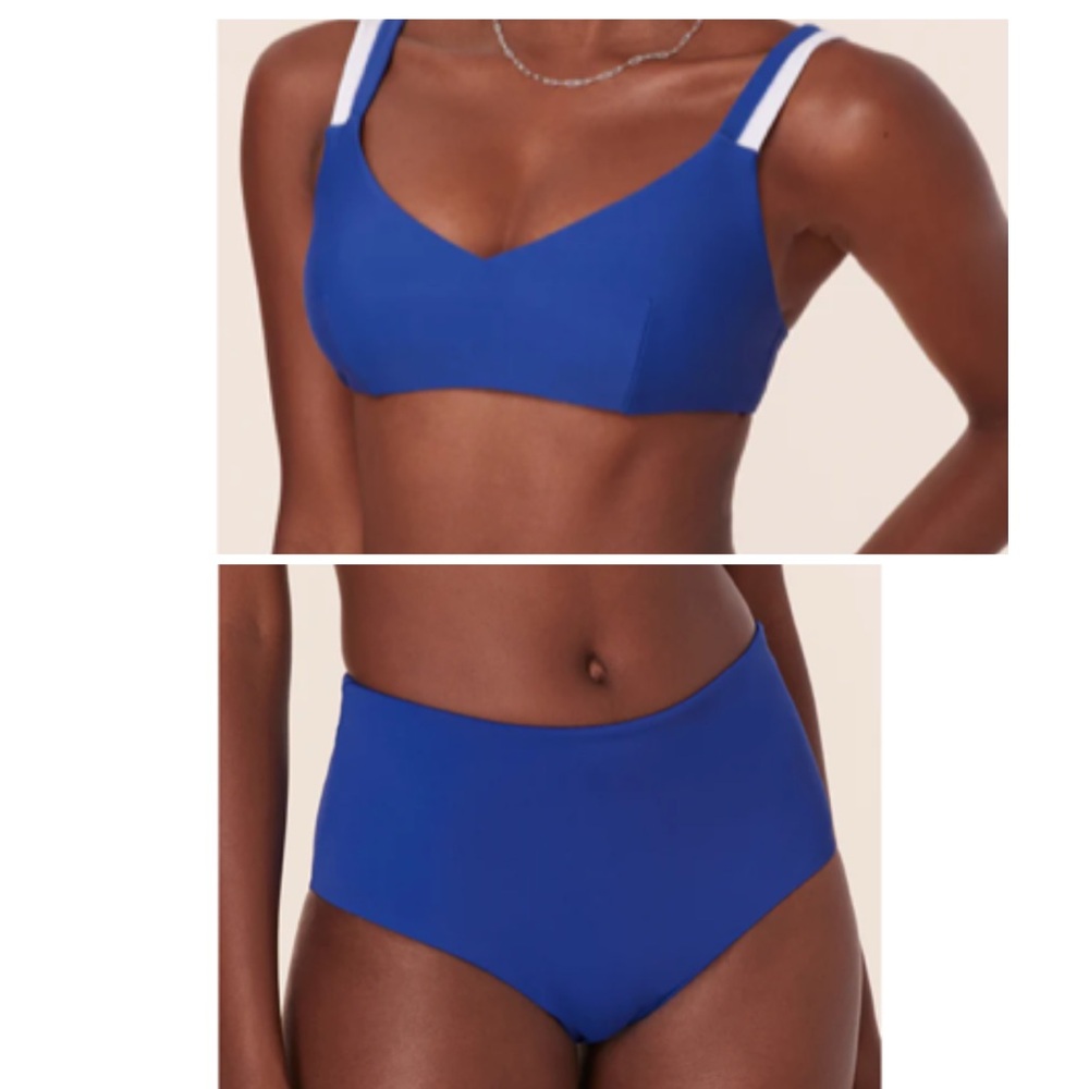 Andie Bikini Set‎ Rockley Top High Waisted Bottom Mazarine Blue size L NWT/NWOT